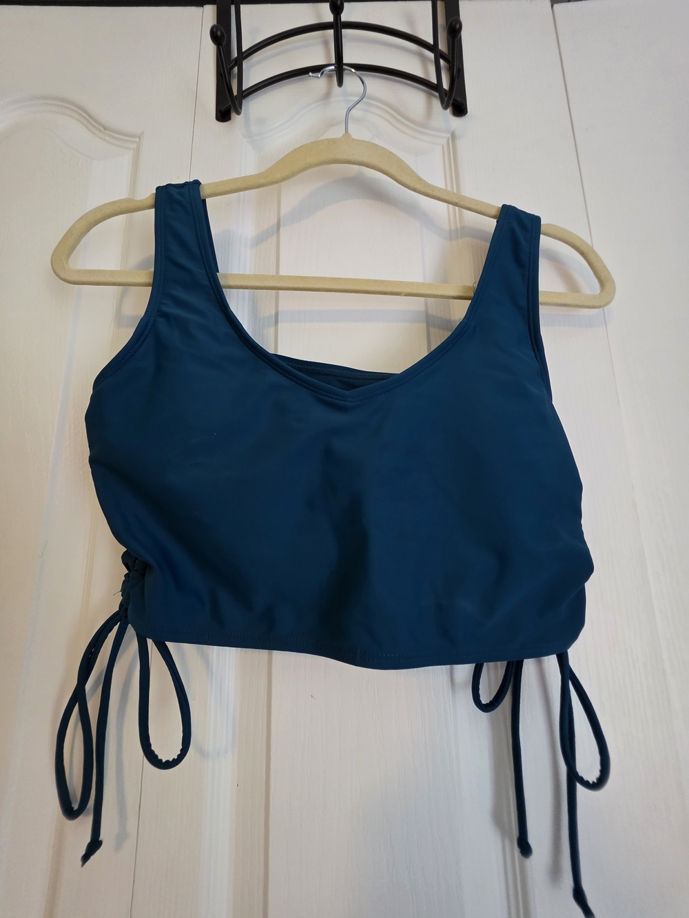 Women’s Green Crop Swim Top with Side Tie